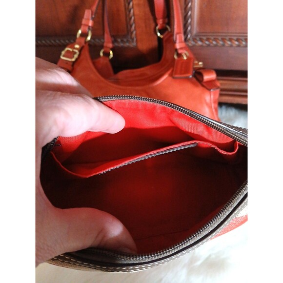 Coach Madison Maggie Hobo Shoulder Bag & Coach Coin Pouch Burnt Orange Leather - Picture 11 of 16
